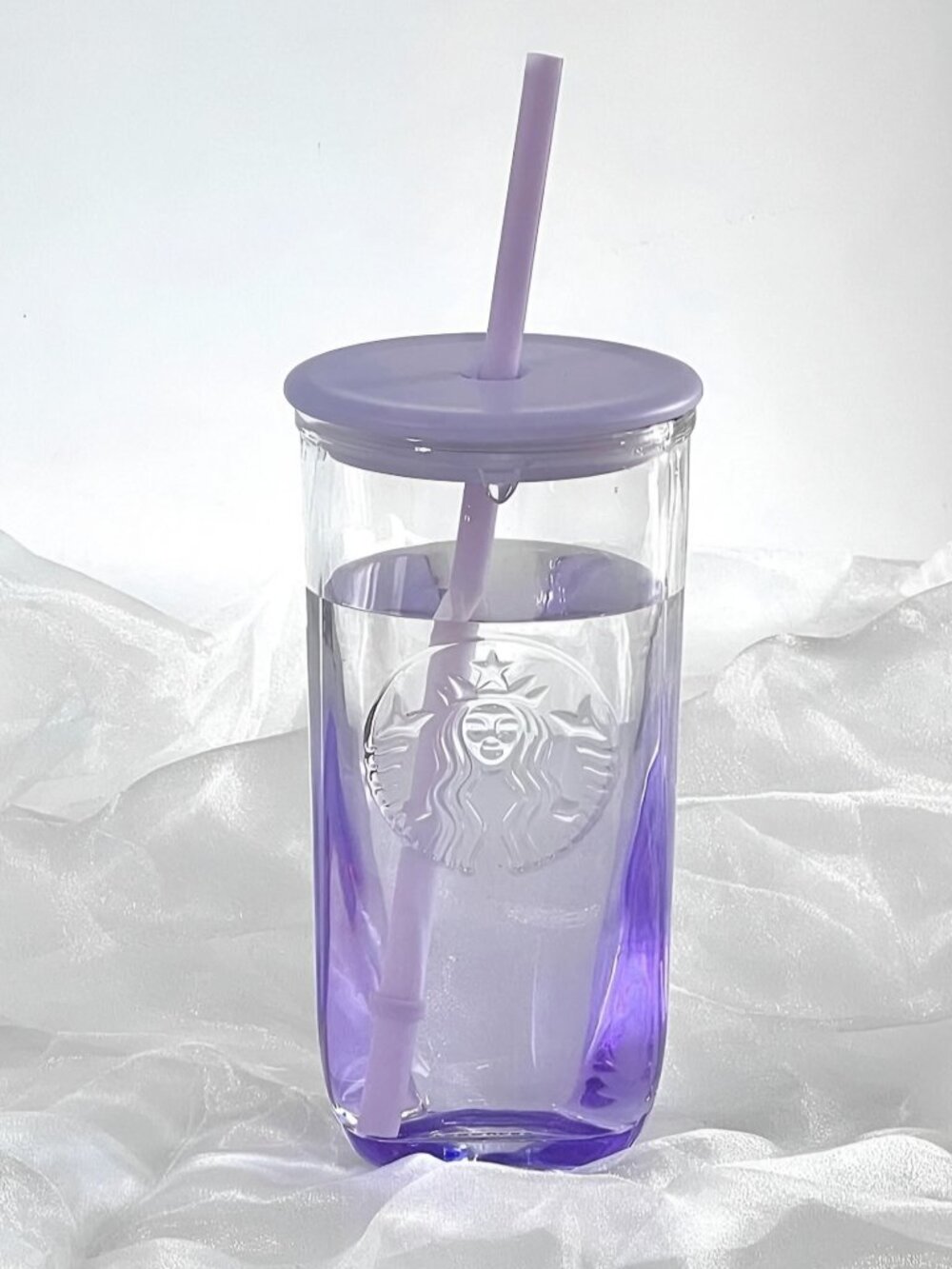 Starbucks China Purple Triangle Glass Cup 16 oz